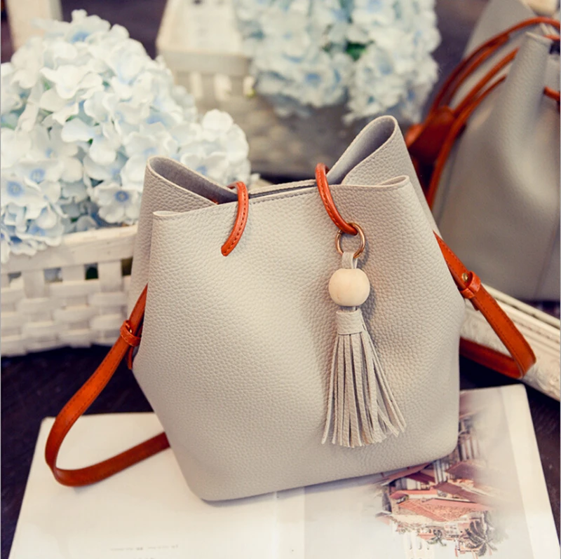 

Handbags Women Bags Tassel Bucket Tote Bag NEW Fashion Crossbody Bag PU Leather Shoulder Composite Bag