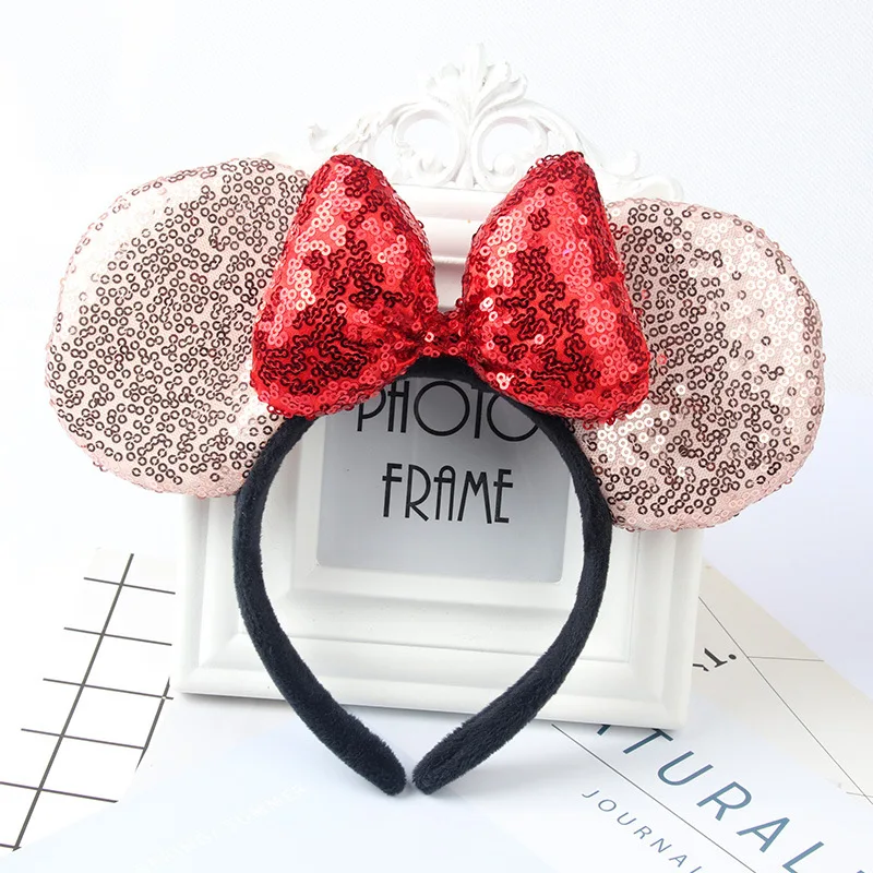 Горячие рождественские банты для волос хиджаб милые уши Минни-Маус повязка для волос для девочек блестки бантики, аксессуары для волос празднование дня рождения