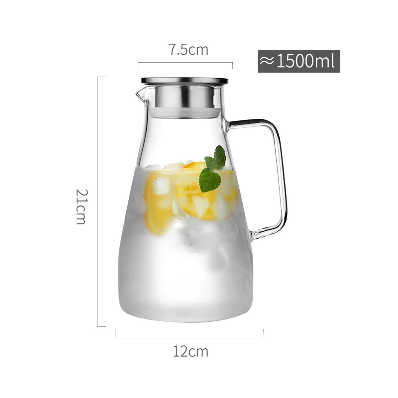 1.5L/1.8L/2L нагреваемый стеклянный чайник для воды Cha чайник с фильтром из нержавеющей стали крышка фруктового сока лимонад кувшин посуда для напитков - Цвет: 1.5L