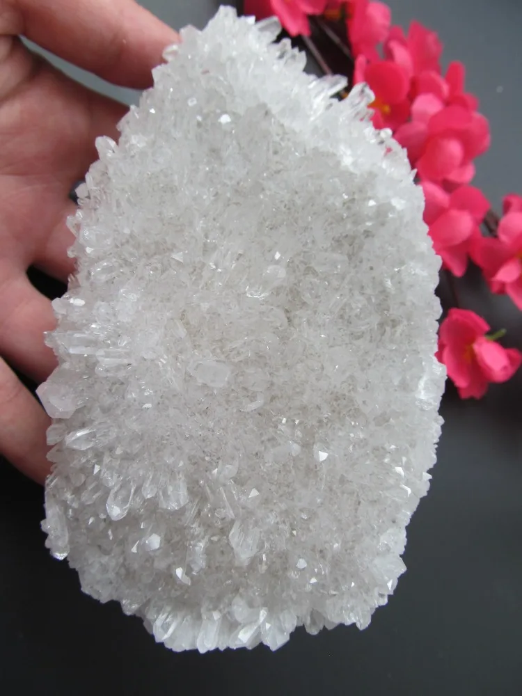 

C12 Natural White Quartz Flowers Crystal Clusters Decoration Resistant Healing Stone Feng Shui Decoration 749g