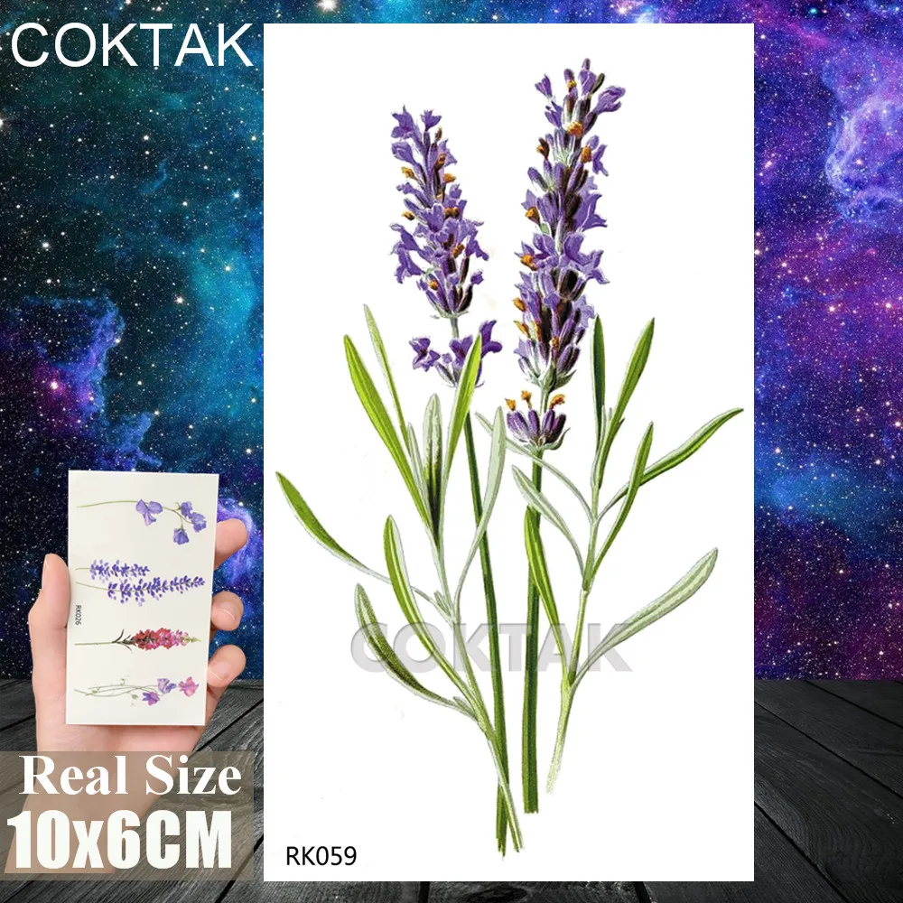 Временные татуировки сделай сам с цветами винтажные Лавандовые стикеры лотоса