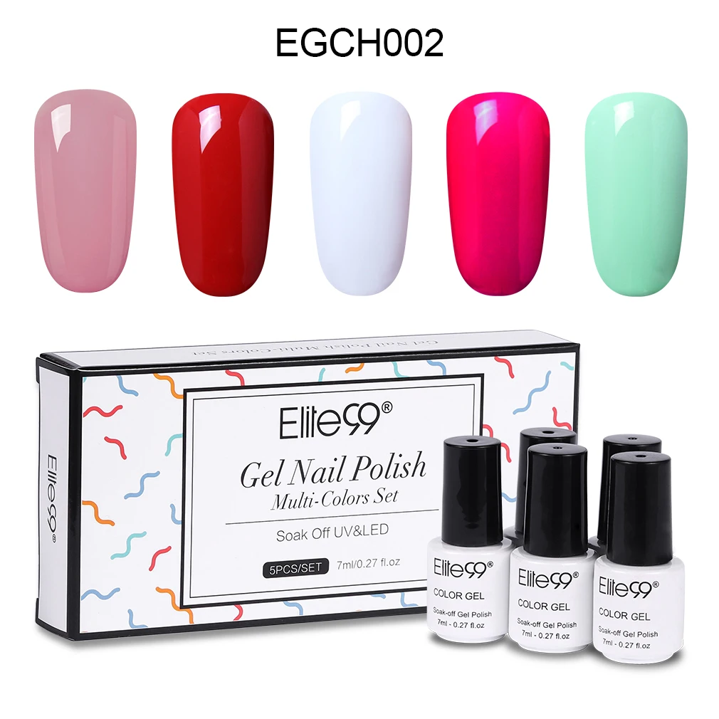 EGCH002 Elite99, 5 шт./лот, Гель-лак телесного цвета с подарочной коробкой, 7 мл, Полуперманентная эмаль, УФ-гель, впитывающий гель для лака для ногтей - Цвет: EGCH002