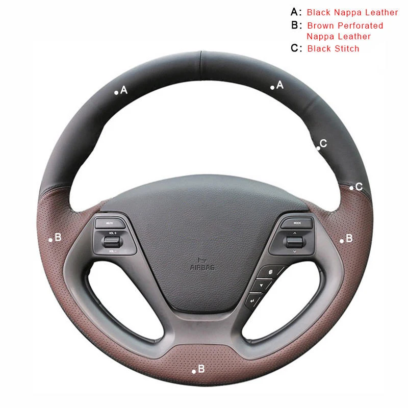 Top Layer Leather Автомобильная оплетка на руль для Kia K3 2013 K2 Rio Ceed Cee 'd 2012- Forte Koup Forte5- авто - Название цвета: Top Layer Leather