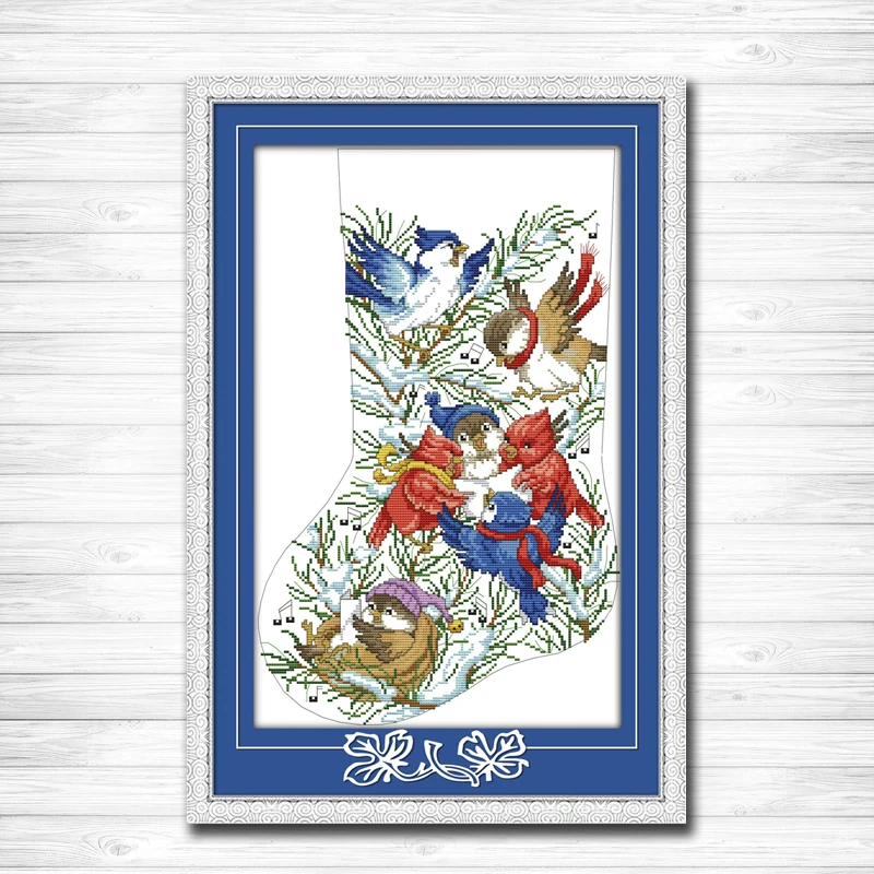 Рождественский чулок картина Снеговик в виде Санты Клауса счетный рисунок на