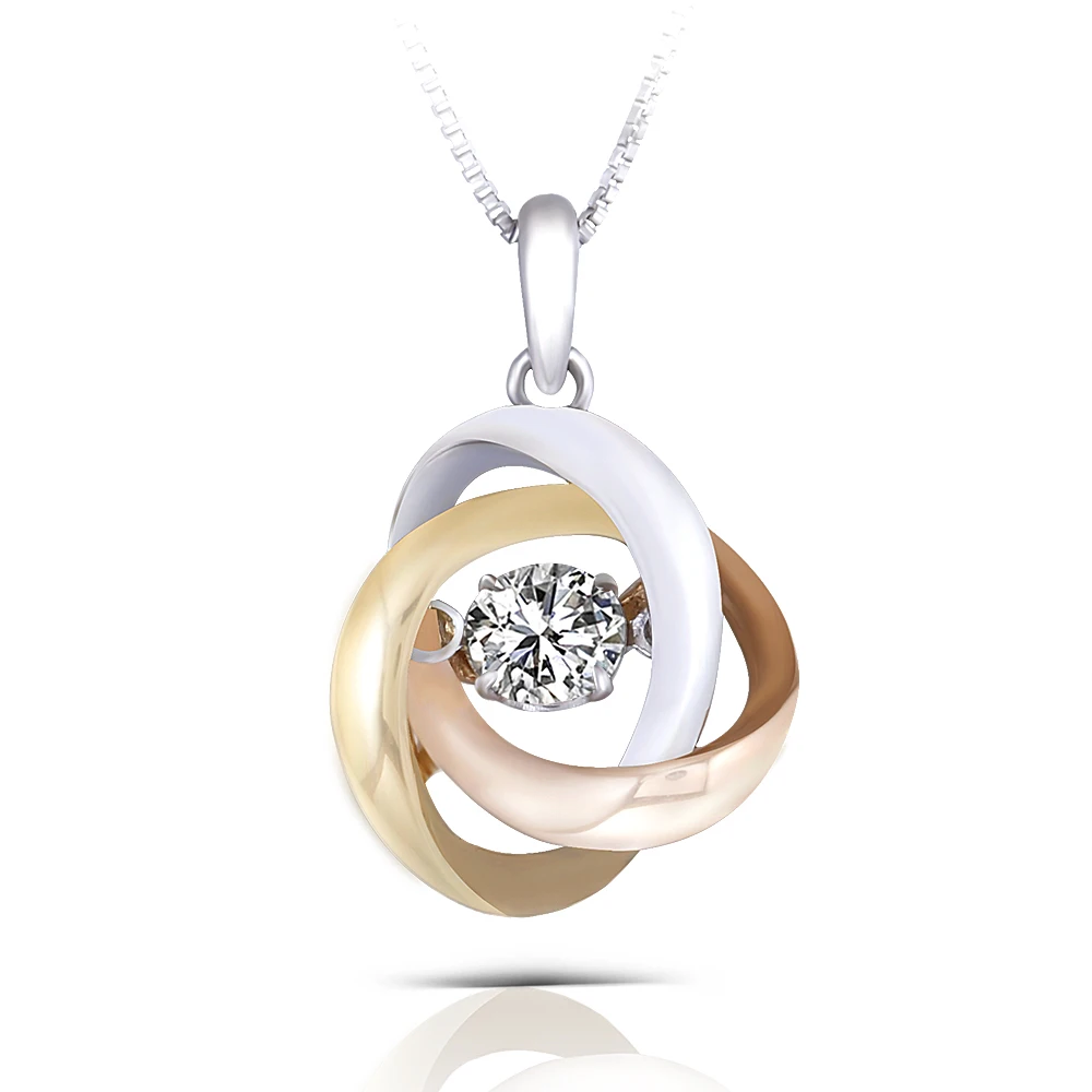 DovEggs Романтический 14 K 585 три тона Белый Желтый и розовое золото 0.25ct 4 мм F цвет муассанитовый кулон для женщин подарок