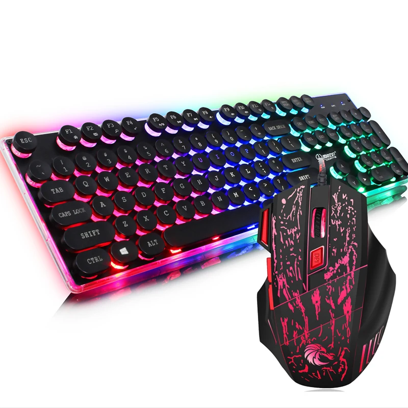 

Механическая игровая клавиатура с RGB подсветкой, 104 клавиш, USB, проводная игровая клавиатура и мышь для игрового компьютера