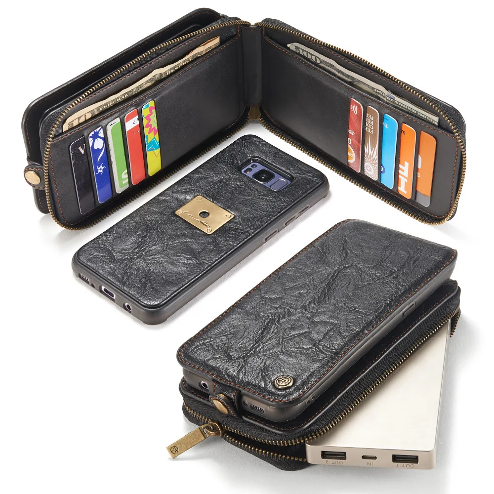 CASEME S7 Edge Zipper Wallet Case for Samsung Galaxy S8 Plus Multi-Function Metal Clip Removable Leather Cover For | Мобильные