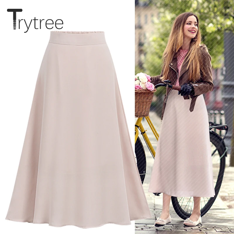 Женская Повседневная юбка-трапеция Ttytree элегантная однотонная офисная