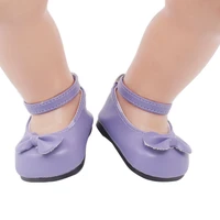 43 cm baby dolls shoes new born purple bow princess dress shoes pu baby toys fit american 18 inch girls doll g36