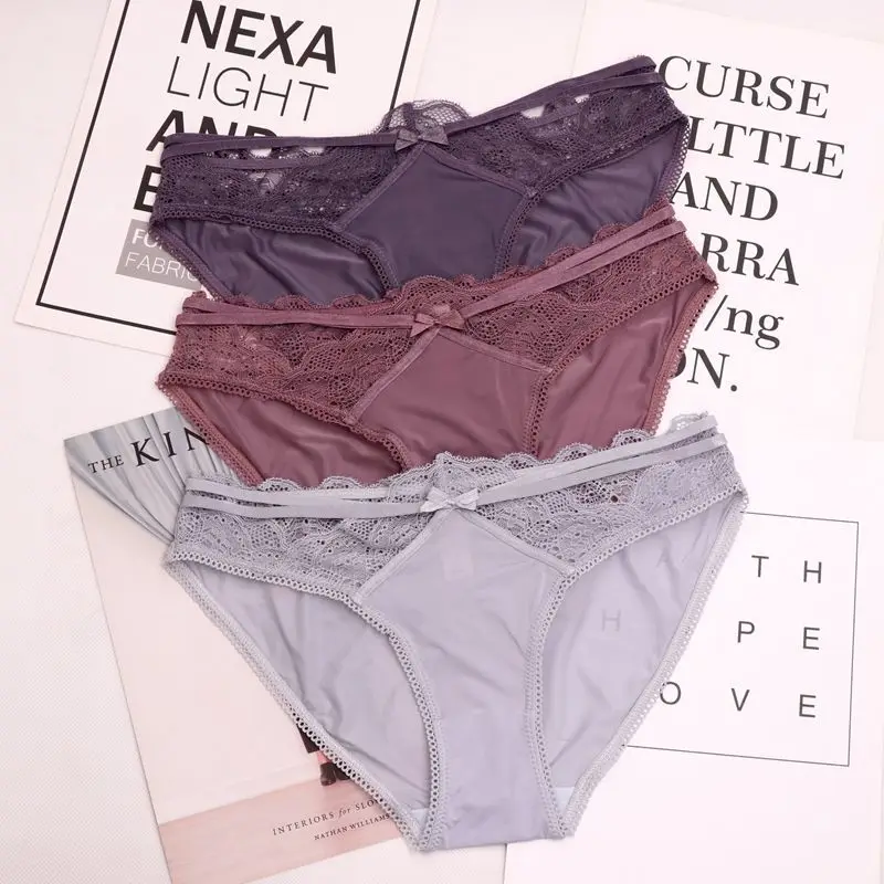 Женские кружевные трусики SP &amp CITY прозрачные бесшовные с вырезами и бантом