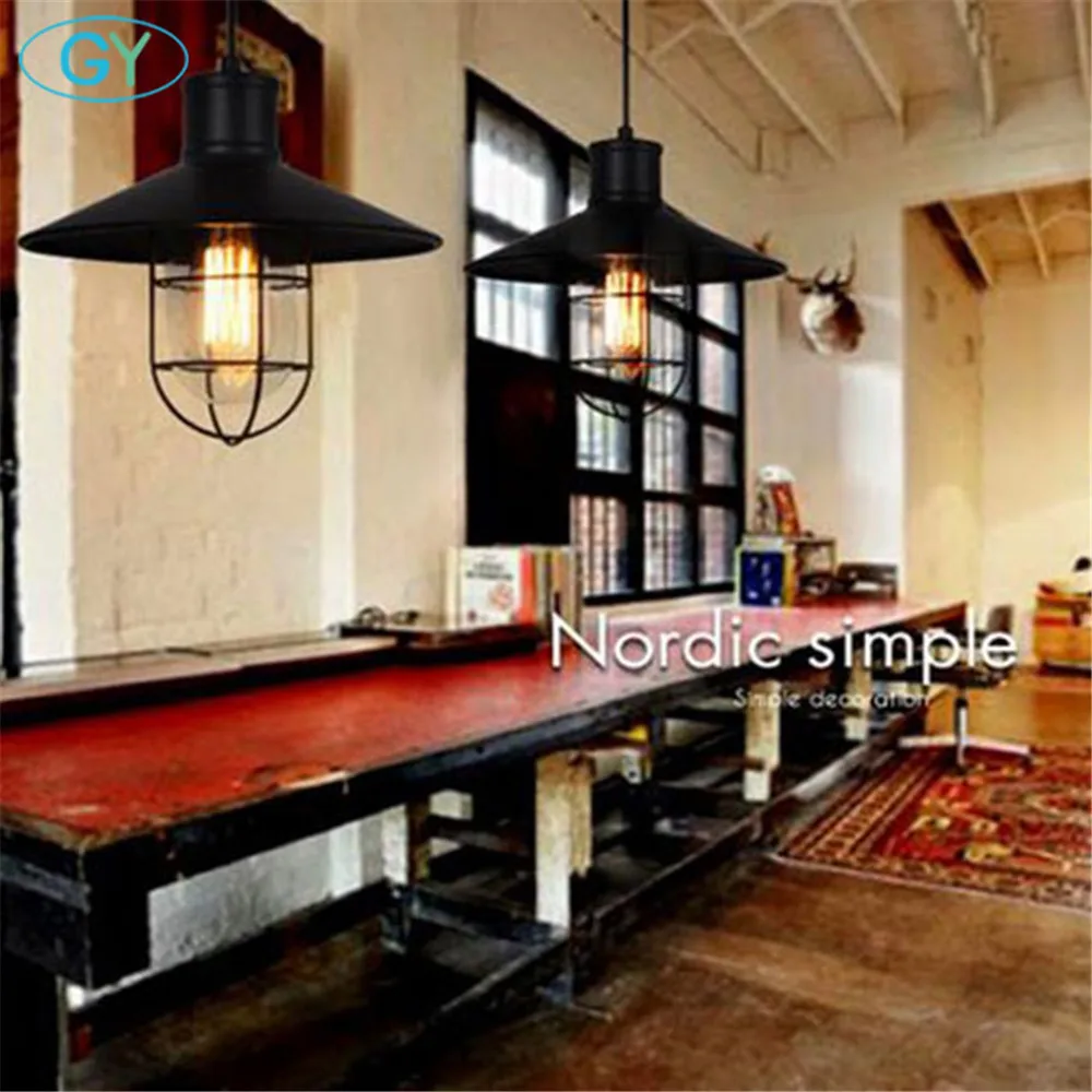 Industrial One-Light Adjustable Mini Pendant light with Clear Glass +Metal lampshades black lustre de plafond for home lighting | Освещение