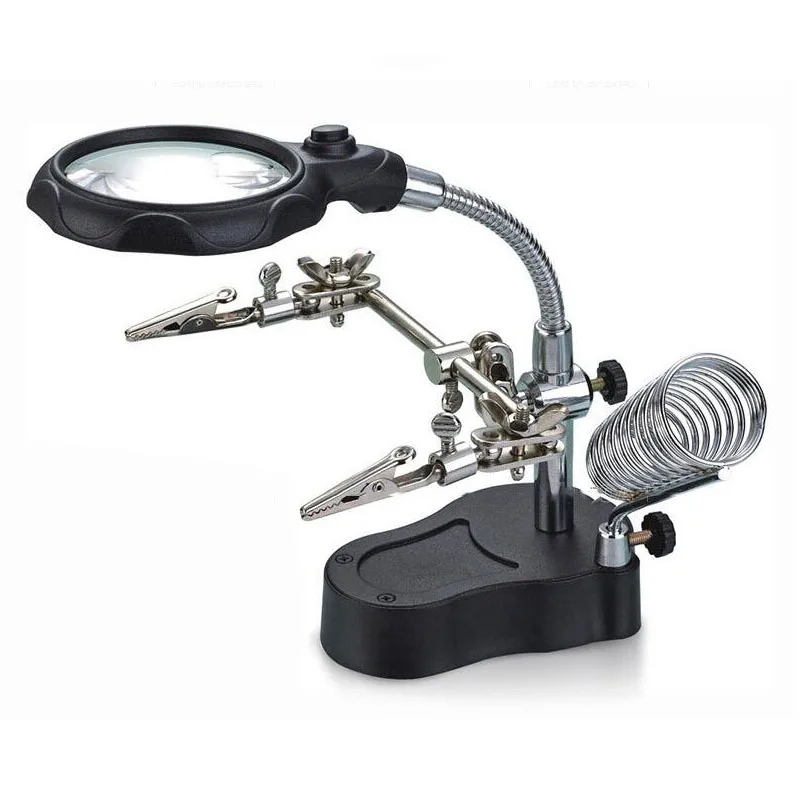 

Welding Magnifying Glass with LED Light 3.5X-12X lens Auxiliary Clip Loupe Desktop Magnifier Third Hand Soldering Repair Tool