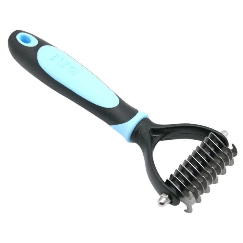 Синий Dog Pet Cat Fur Dematting Grooming Deshedding Trimmer Tool Comb Brush 11 Blade PL1 - Цвет: Синий
