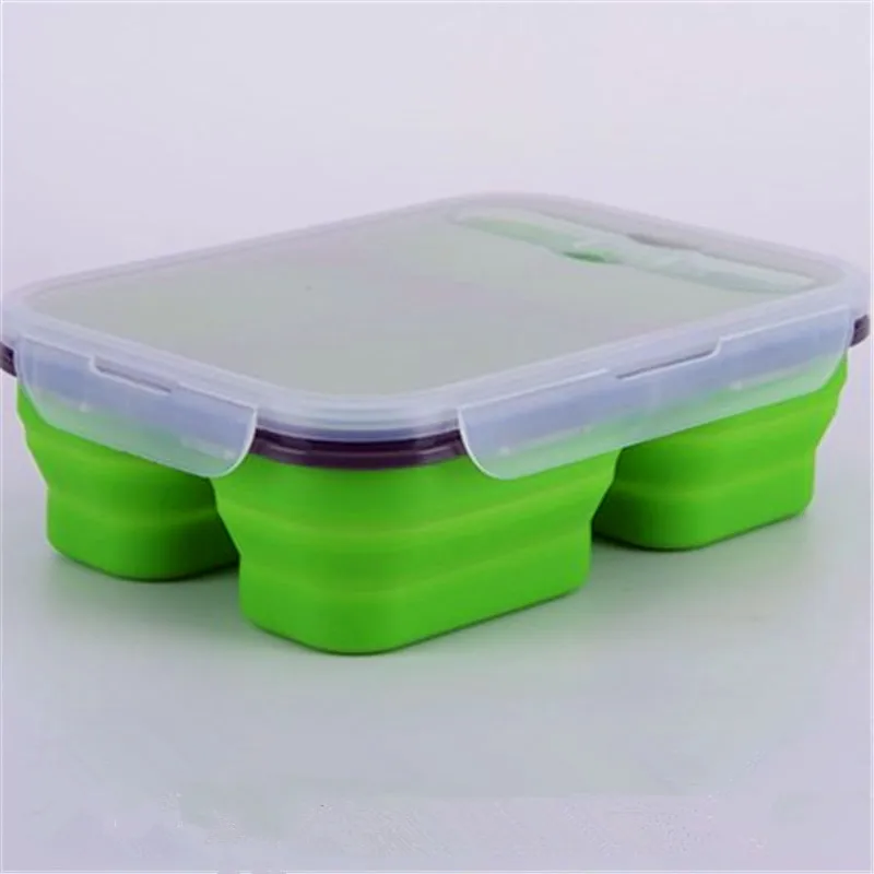 4 Цвета Soild Силиконовый складной Ланчбокс портативный 2/3 ячейки Bento коробка