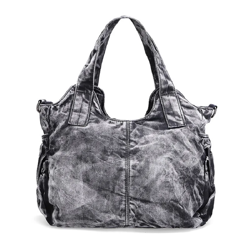 Повседневная дизайнерская винтажная женская сумка тоут из денима на молнии с