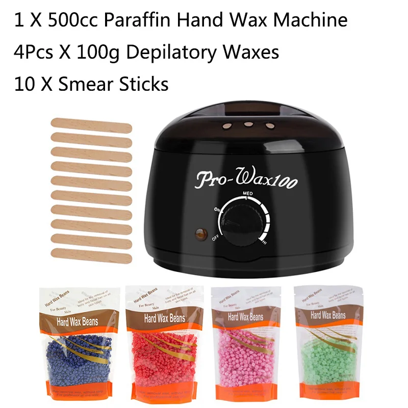 200cc 500cc Hand Wax Machine Hot Paraffin Wax Warmer Heater Body Depilatory Salon SPA Hair Removal Tool with Wax Dropshipping - Цвет: 500cc machine bead