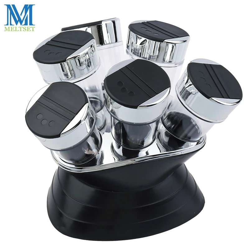 7 шт. набор приправ пластиковая кухонная подставка для перца и соли 6 банок + 1