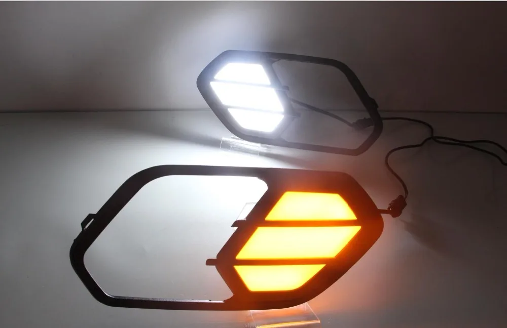 Автомобильный мигающий 1 пара DRL для Ford Kuga Escape светодиодный дневные ходовые огни Дневной светильник противотуманный светильник DRL с поворотником