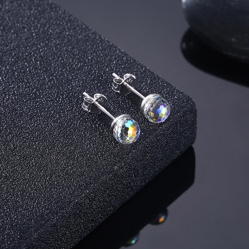 BAFFIN Classic Round Stud Earrings Ball Crystals From Swarovski S925 Silver Piercing For Women Wedding Party Daily Jewelry 2019 | Украшения