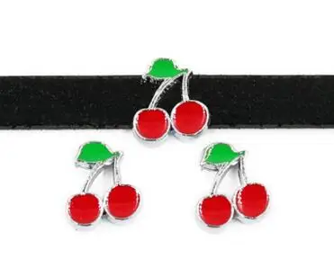 (20 50) шт/партия 8 мм DIY Cherry Slide Charm подходит для кожаных браслетов модных
