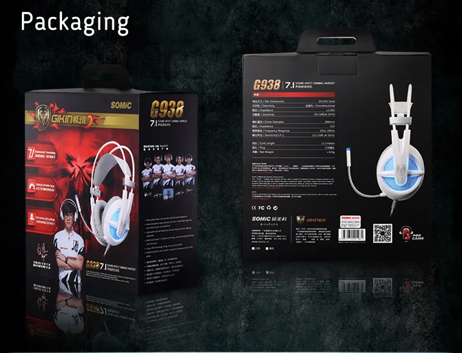SOMIC G938 Virtual 7,1 Наушники с объемным звуком Звукоизолирующие наушники USB светодиодный сильный Басс Игровые наушники с микрофоном