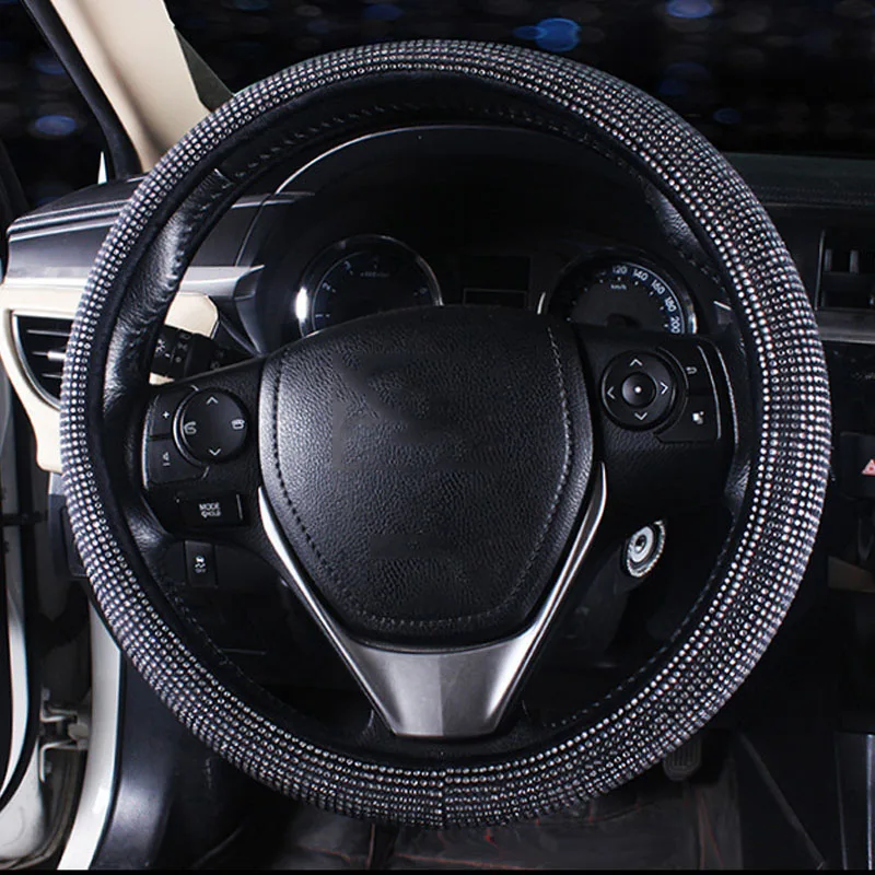 Роскошный полностью Алмазный Кожаный чехол на руль автомобиля со стразами