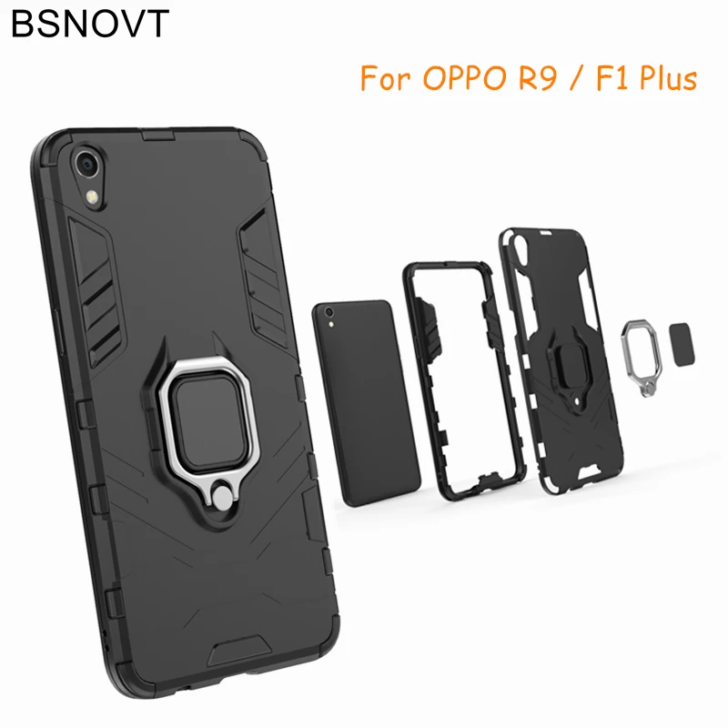 BSNOVT OPPO R9 Case Shockproof Cover Finger Ring Magnetic Holder Soft TPU Back For F1 Plus Bumper 5.5&quot |