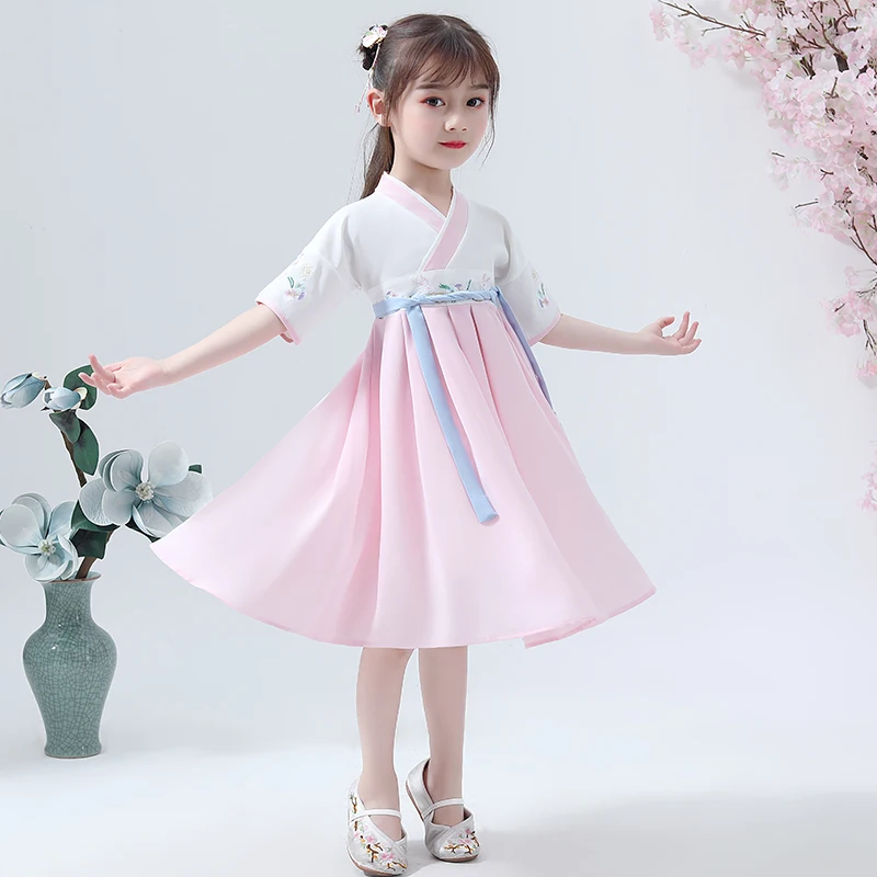 Hanfu костюмы для детей в китайском стиле костюм Тан дети ханьфу китайское платье древняя и традиционная одежда народная танцевальная одежда DQL775