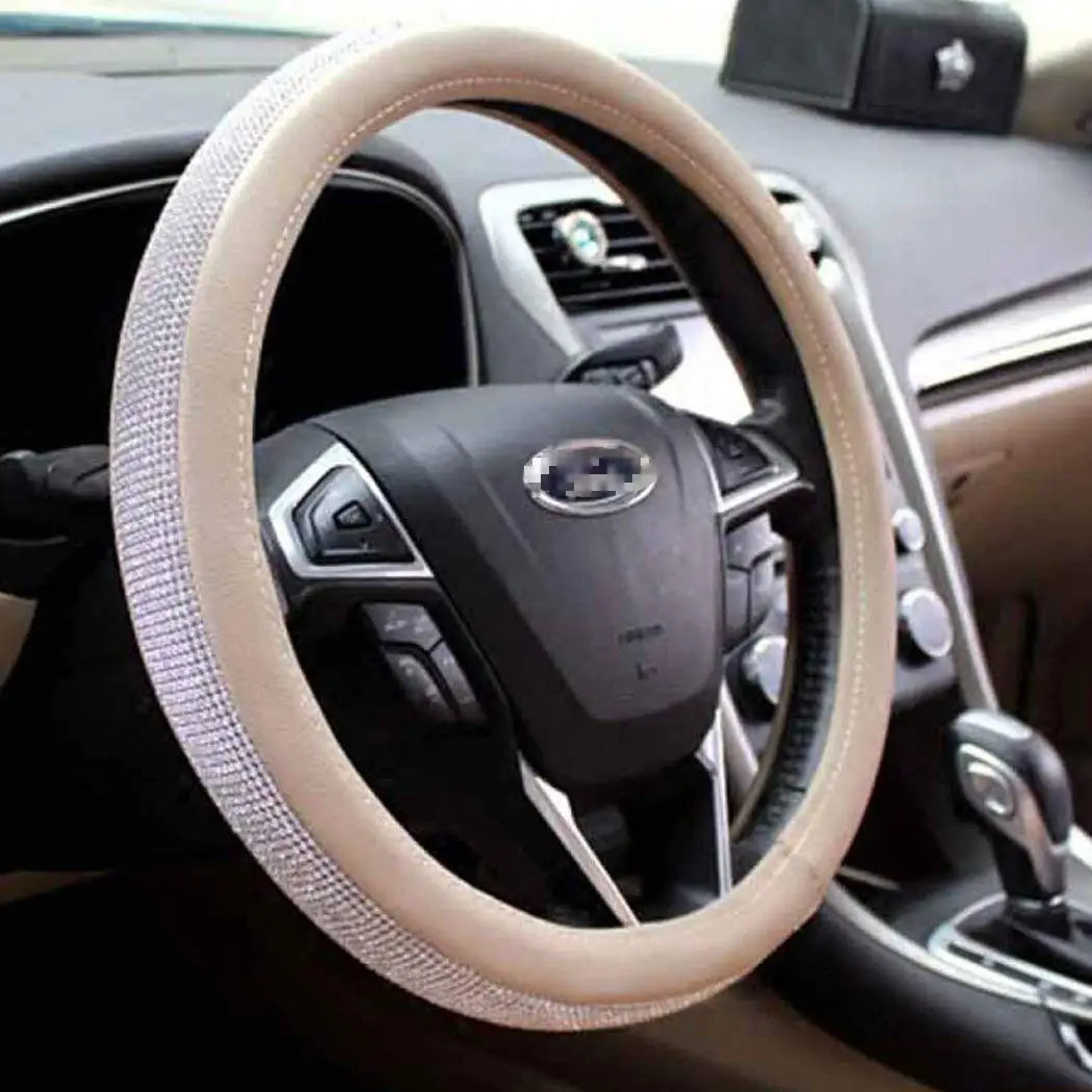Блестящий блестящий кожаный чехол на руль со стразами для девушек и