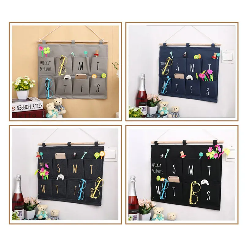 46*42cm Linen/Cotton Fabric Over the Door Magazine Storage Bag 8 Pockets Wall Closet Hanging Organizer Case Home Gift | Дом и сад
