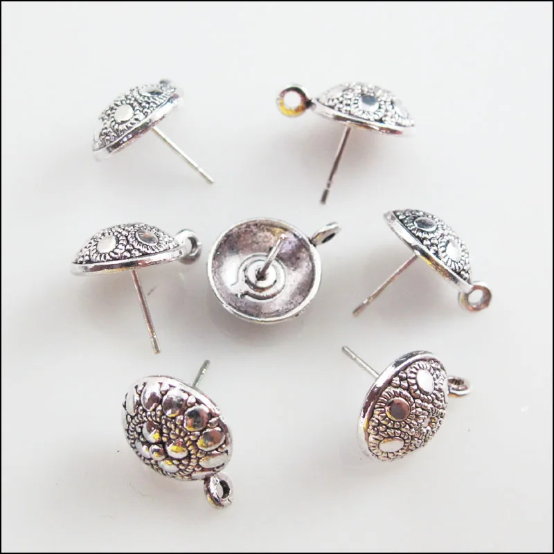 16 шт. Тибетский серебристый цвет круглой формы в форме цветка провода серьги