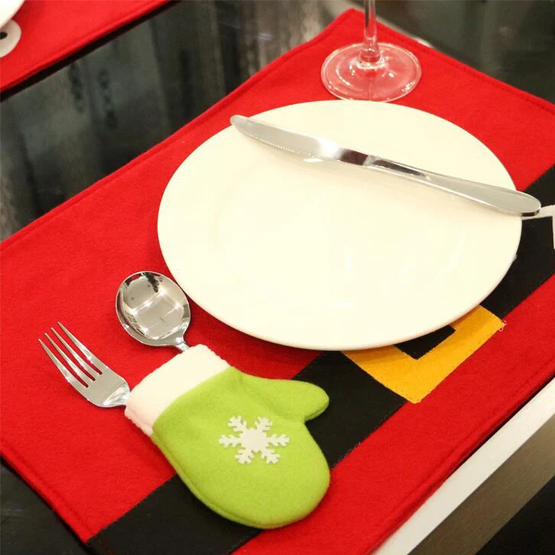 4 шт./компл. красный Рождественский Настольный коврик фланель 45x33 см Таблица