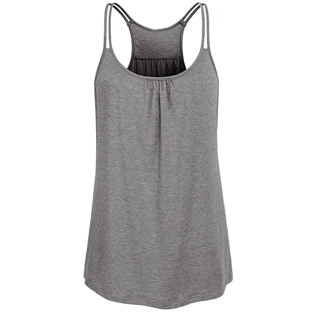 Women's fashion summer Solid Scoop Neck Cute Workout Tank top female vetement femme 2019 grey 2XL | Женская одежда