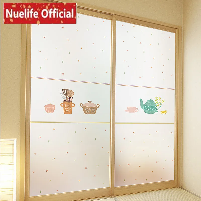 teapot pattern electrostatic frosted glass film restaurant kitchen living room bedroom bathroom kids door window | Дом и сад