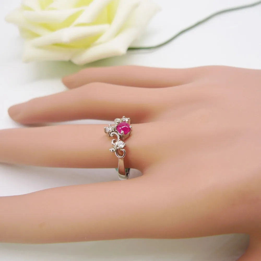 Женские кольца с натуральным Рубином 925 пробы серебряные ювелирные украшения