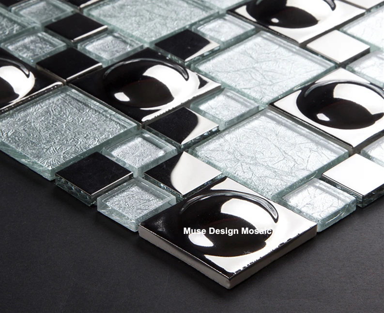 Металлическая Серебряная электропластина стеклянная мозаичная настенная