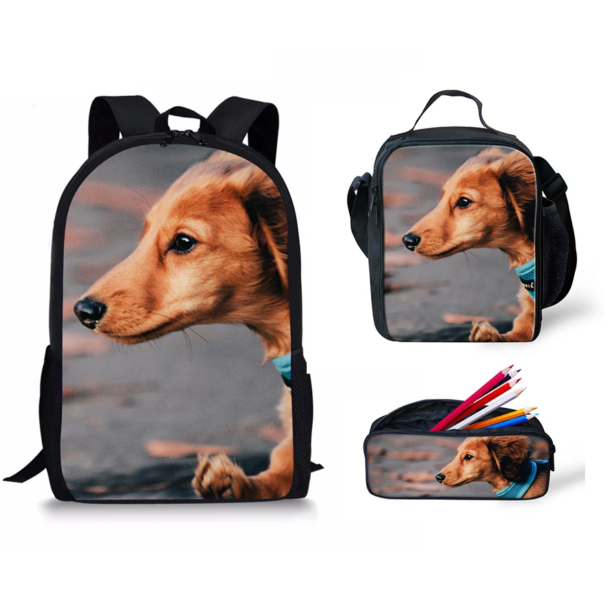 Customized School Bags For Teenage Girls Dachshund Printed Laptop Big Backpack Male Pencil Case Clutch Women Kawaii Kids Boy 3