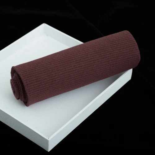 2*1 хлопок свитер Бейсбол вниз манжеты декольте пояс нижняя кромка ребра отделка одежды стрейч трикотажная ткань - Цвет: Rust red