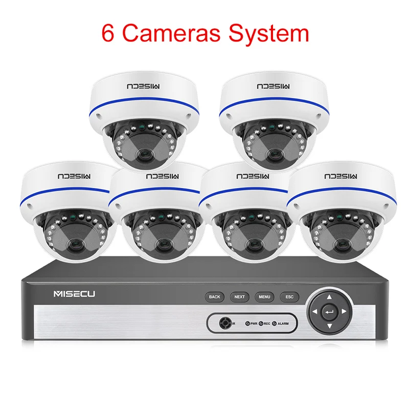 8CH NVR and 6 Camera MISECU 8CH 1080P POE NVR, комплект, камера безопасности, система видеонаблюдения, внутренняя запись звука, IP купольная камера P2P, комплект видеонаблюдения - Цвет: 8CH NVR and 6 Camera