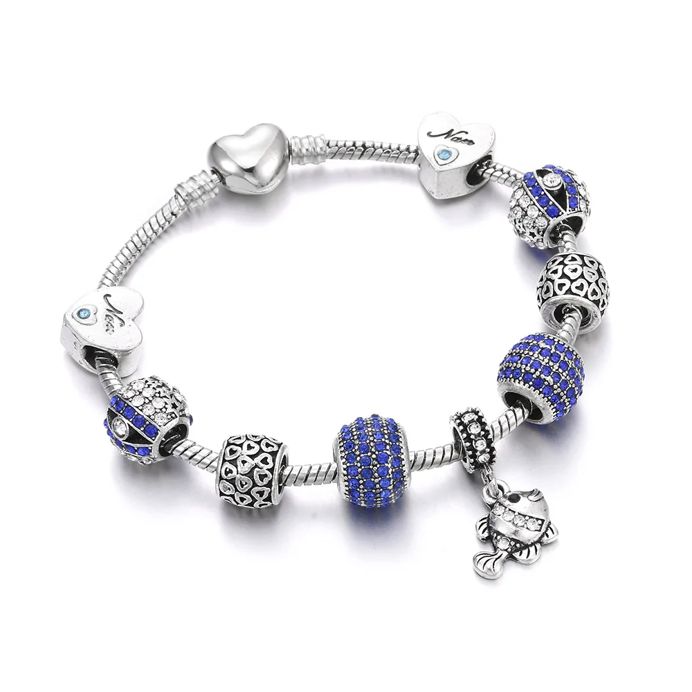 Queen Jewelry Femme DIY бусины браслеты и браслеты браслет с подвесками Серебряный кулон браслеты для женщин Подарки для свадьбы Винтаж