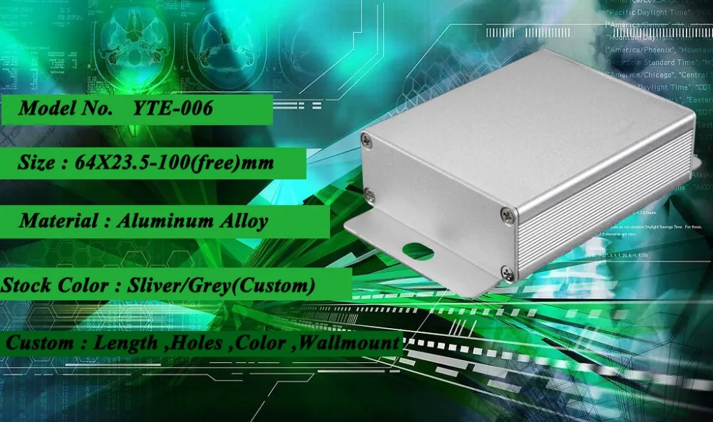100% новый YTE-006 64*23.5-75 (шхвхг) мм Алюминиевый Прессованный корпус проект коробка