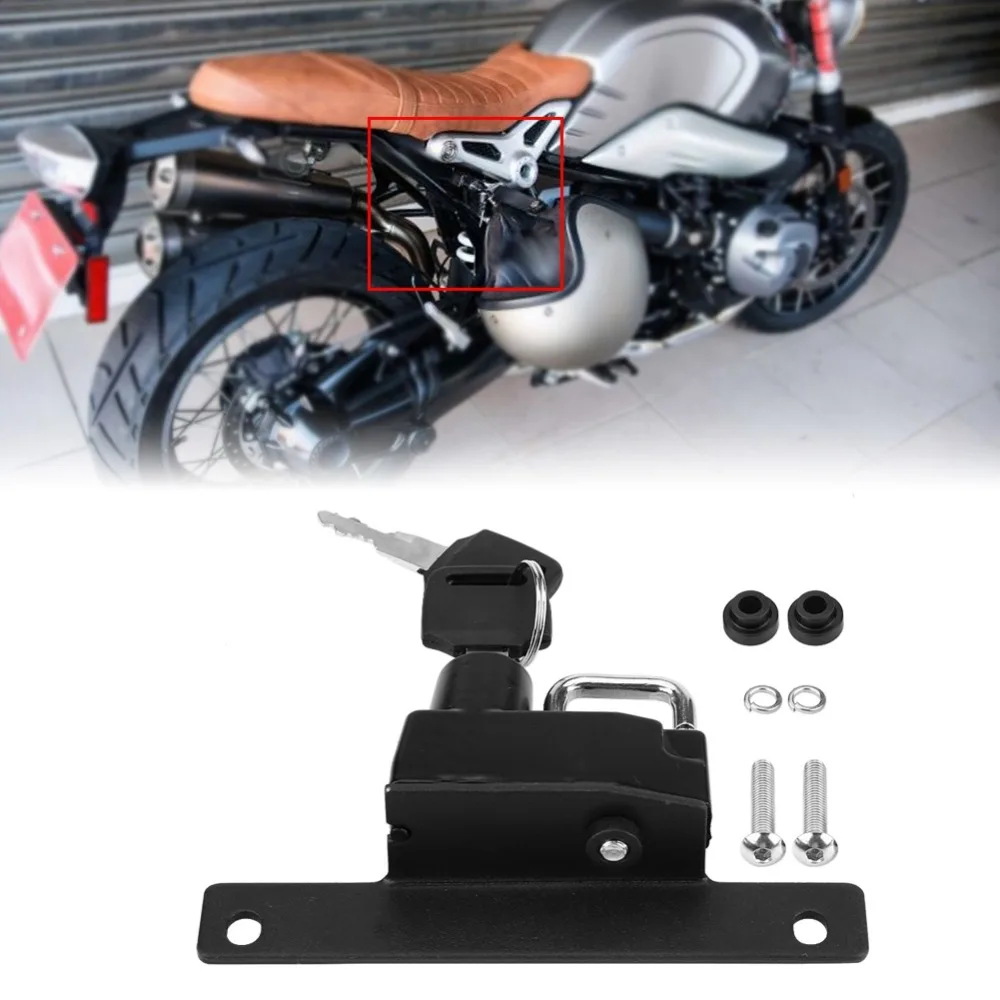Motorcycle Alloy Helmet Lock Mount Hook Black Right Side Anti-theft Security with 2 Keys Fits for BMW R Nine T Models 2017-2018 |