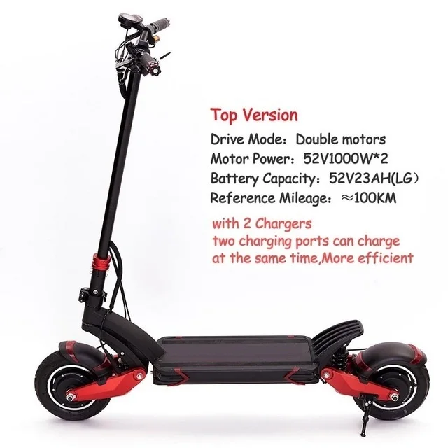 Top 2 charger Новейшая модель; нулевой 10X скутер 10 дюймов двойной двигатель высокое Скорость электрический скутер 52 в 2000 Вт внедорожный е-скутер способный преодолевать Броды 65 км/ч, придавая подарочный пакет - Цвет: Top 2 charger