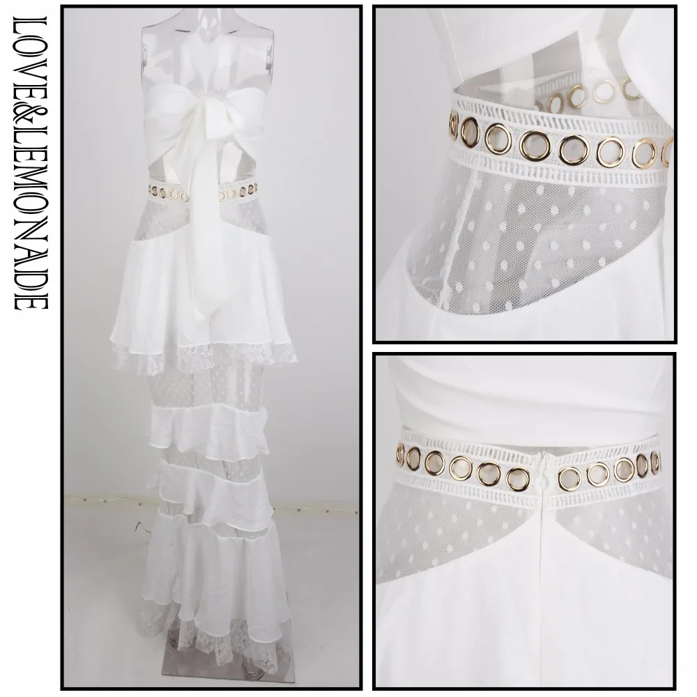 Женский Кружевной Костюм LOVE & LEMONADE белый комплект из двух предметов с топом на