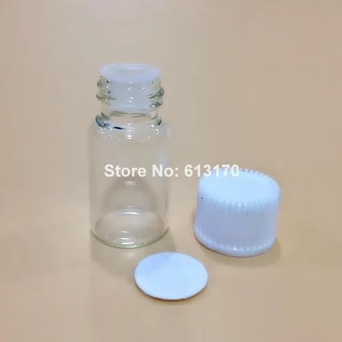 

Free Shipping 100/lot 3ML Clear Glass Bottles 3CC Brown Mini Small Sample Vials Essential Oil Bottle White screw thread cap