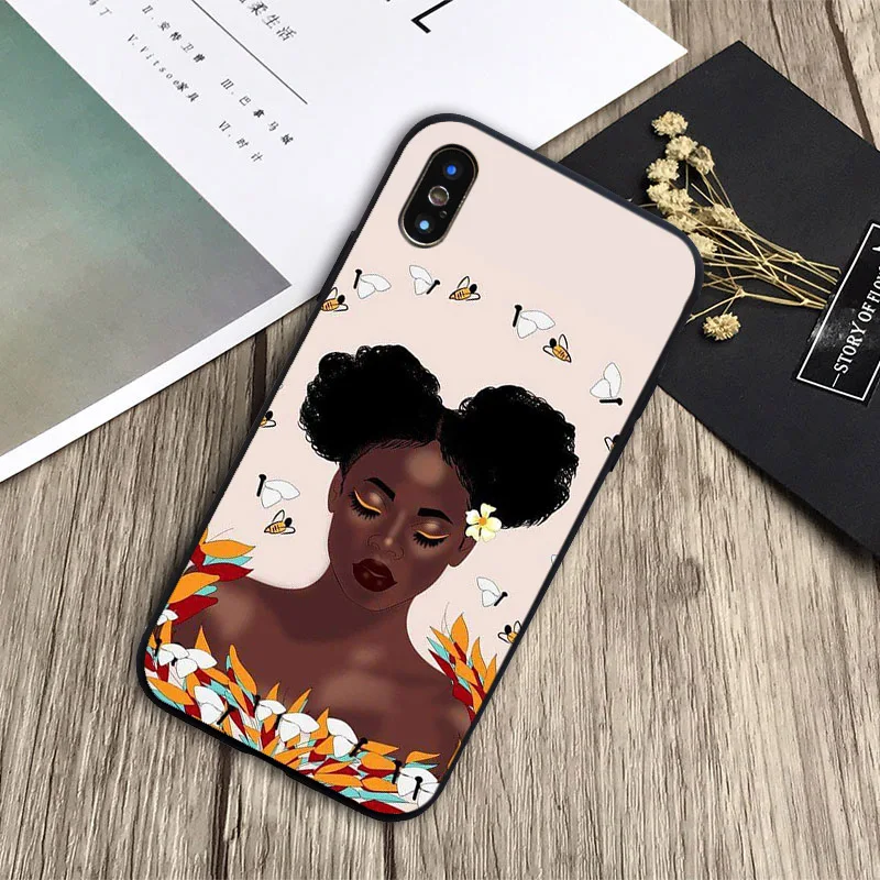 Африканский красивый мягкий силиконовый черный чехол для телефона iPhone 6 6plus 7 8plus 5