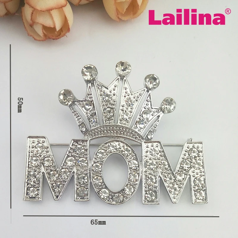 Элегантная Брошь для мамы на День Матери венцом стразы серебро цвет слово мама