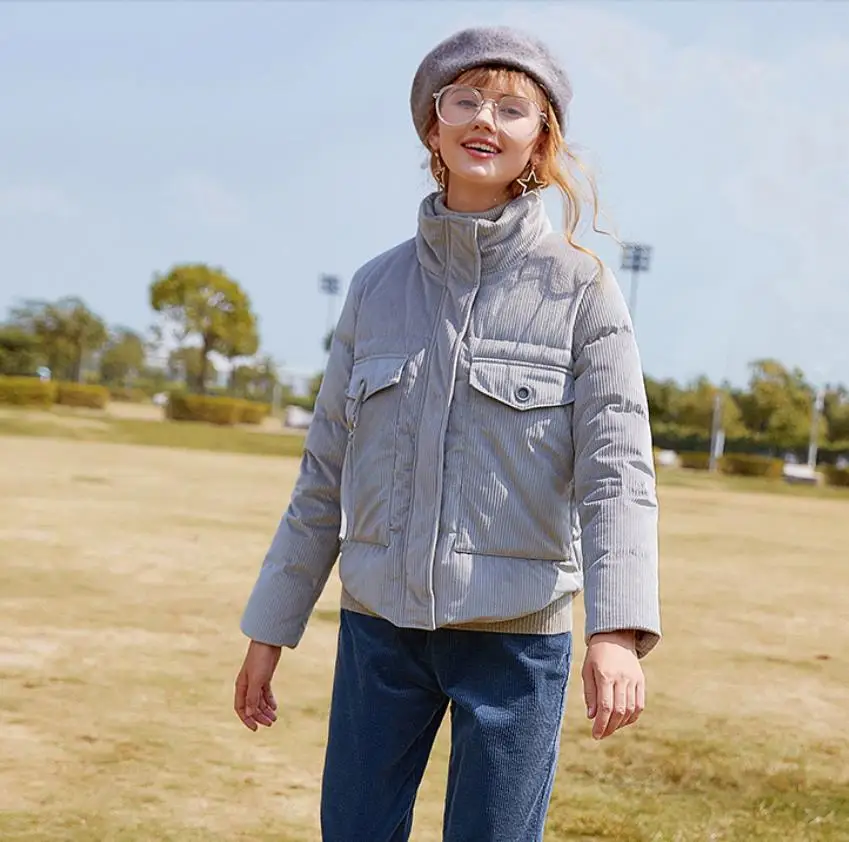 

Зимнее бархатное пальто в британском стиле из натурального утиного пуха, женское плотное теплое пуховое пальто с высоким воротником и боль...
