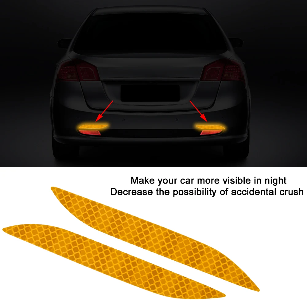 

Senzeal 2PCS Car Reflective Safety Stickers Decal Self Adhesive Waterproof Warning Tape Car Rear Tail Light Bumper Sticker Strip