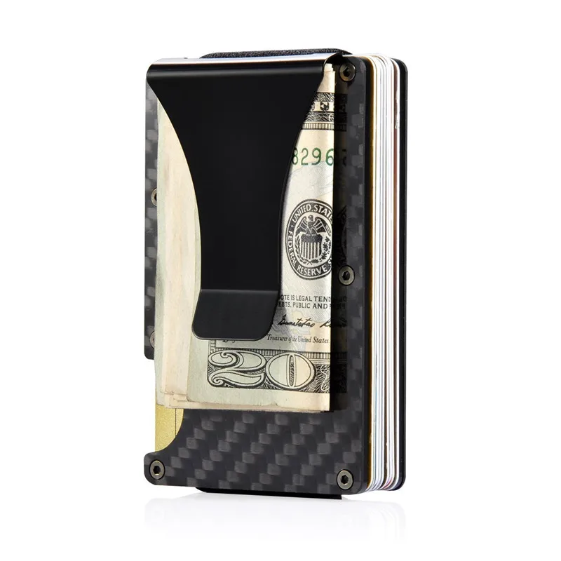 Металлический мини-зажим для денег из углеродного волокна, RFID, чехол для кредитных визиток, автомобильный держатель для ID, кошелек, зажим для путешествий, держатель для карт